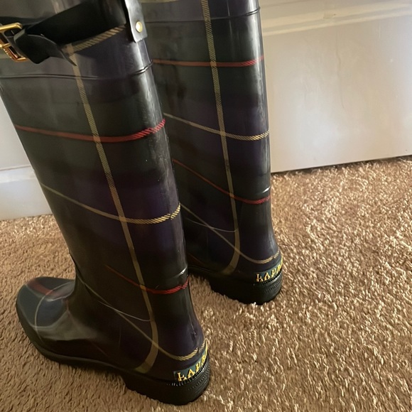 High Calf Plaid Ralph Lauren Rain Boots. - Picture 1 of 6
